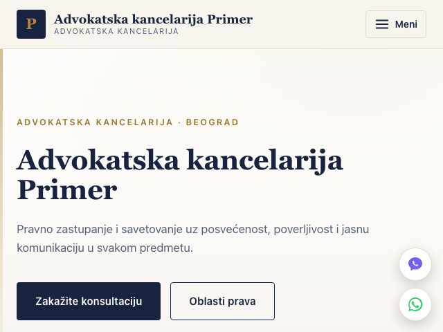 Primer sajta — Advokati, dizajn 1