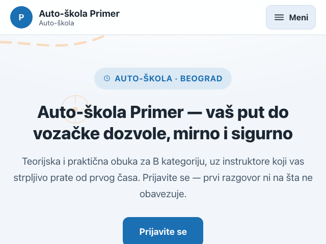 Primer sajta — Auto-škole, dizajn 2