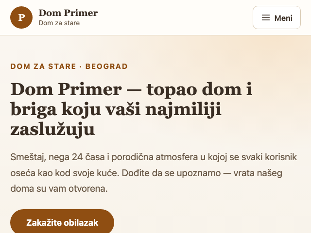 Primer sajta — Domovi za stare, dizajn 1