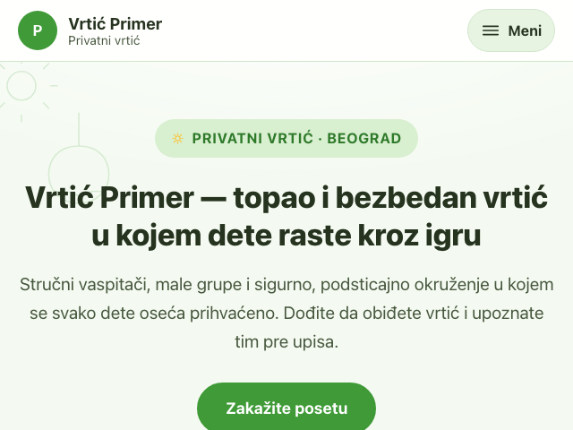 Primer sajta — Privatni vrtići, dizajn 2